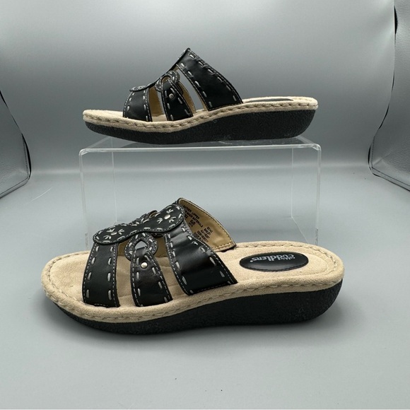 Cobbie Cuddlers Womens Bailey Slip On BLack Leather Upper Sandals Size 8.5 Wide - Picture 5 of 9